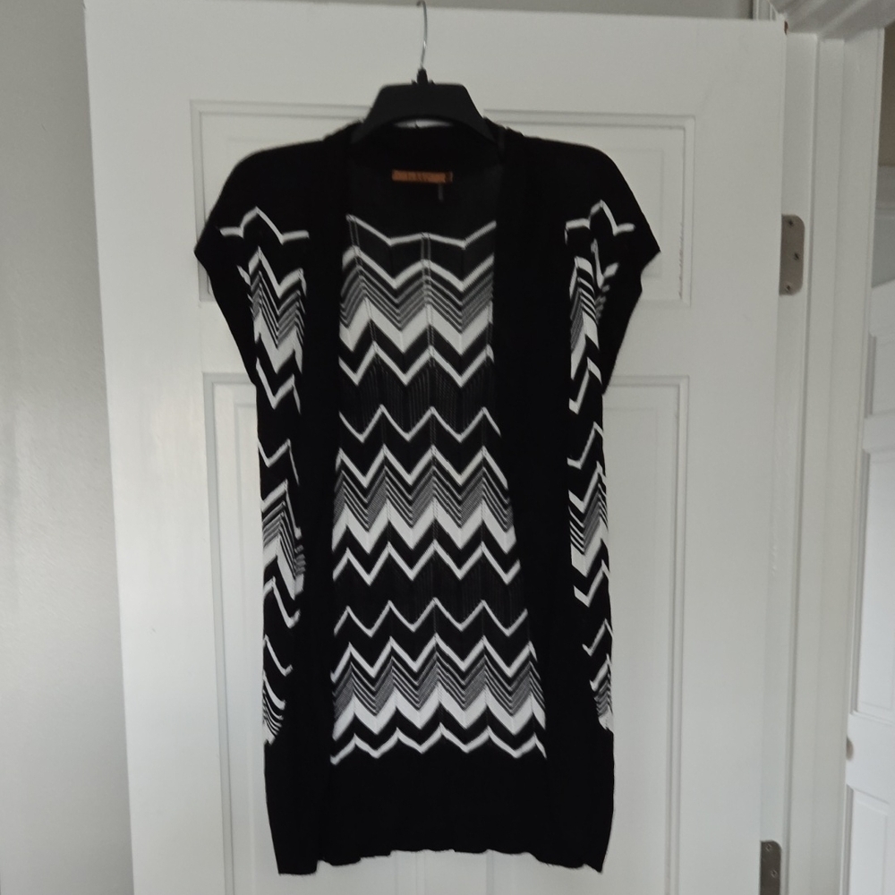 Black and White Chevron Cardigan Sweater